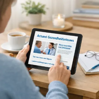 Sjögrenpatiënt leest actueel nieuws van de NVSP op een tablet